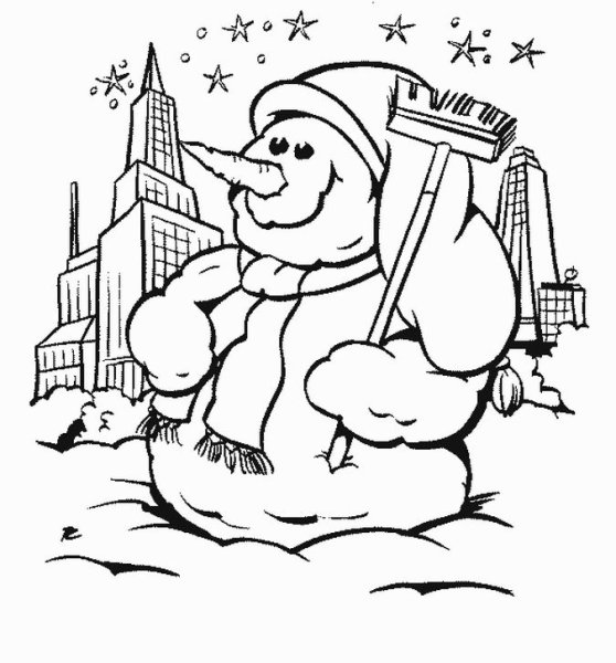 Парочка снеговиков раскраска