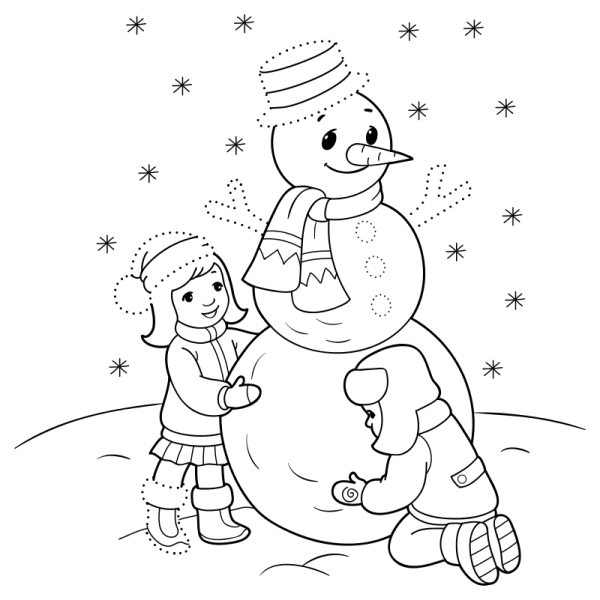 Снеговик раскраска