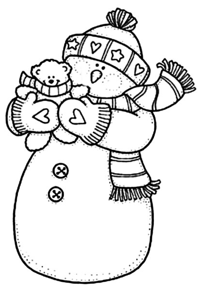 Витраж Снеговик трафарет