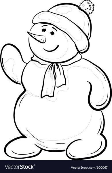 Снеговик раскраска для малышей