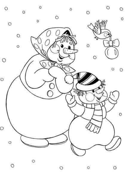 Снеговик раскраска