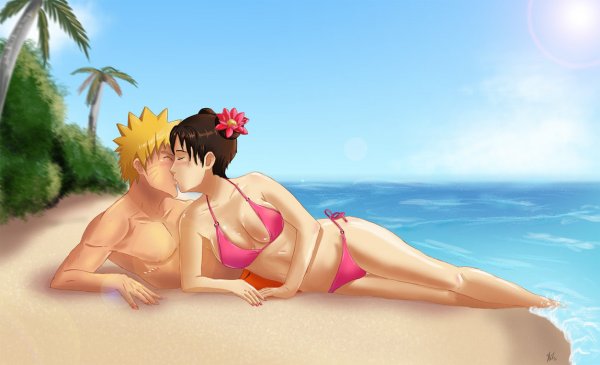 Тентен и Темари поцелуй