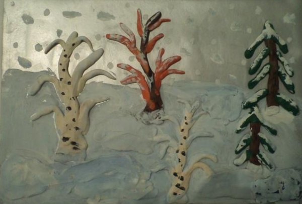 Лепка деревья в снегу