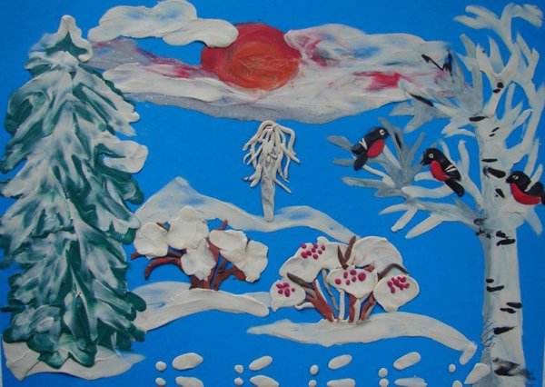 Зимняя аппликация для дошкольников