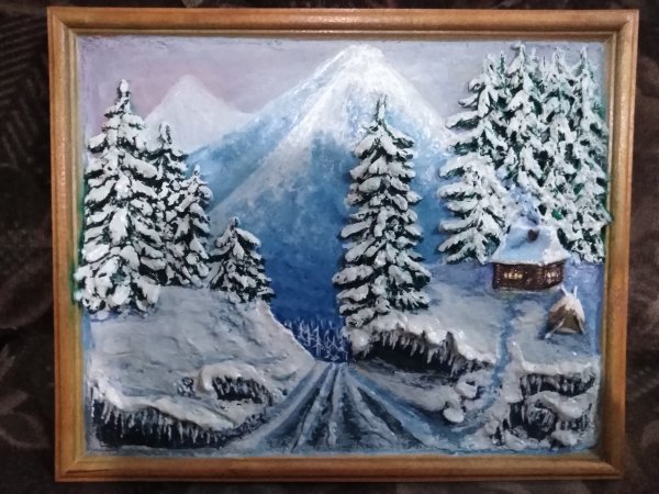 Зимнее панно из соленого теста