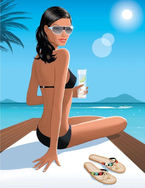 Девушка загорает