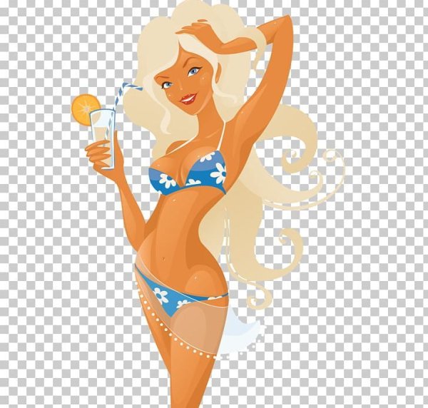 Рисованная девушка в купальнике