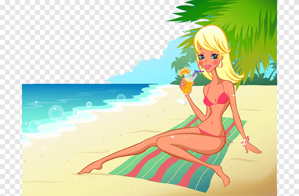 Девушка на пляже мульт
