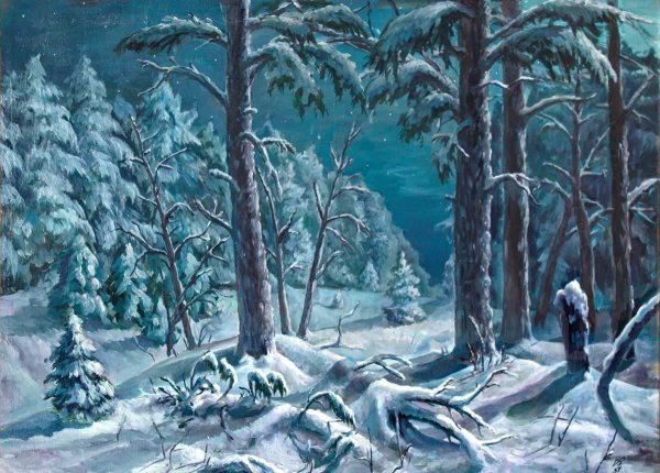Зимний лес рисунок
