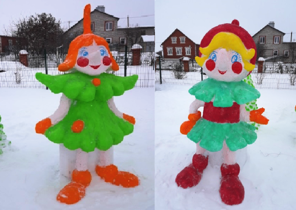 Снежные постройки Эколята в детском саду