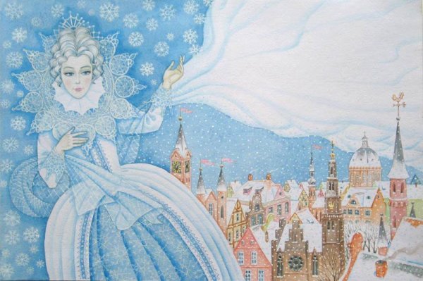 Снежная Королева акварель