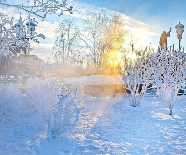 Морозное солнечное утро