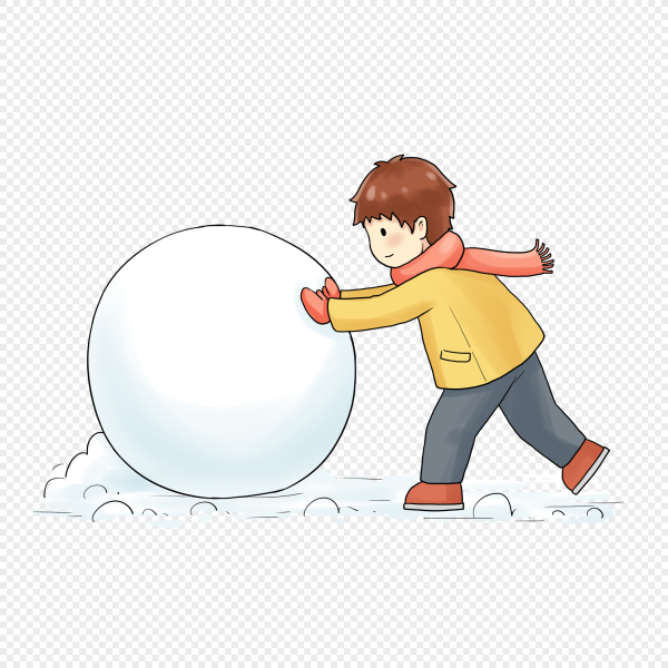 Дети катают снежный ком