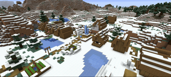 Майнкрафт зимняя деревня 1.14