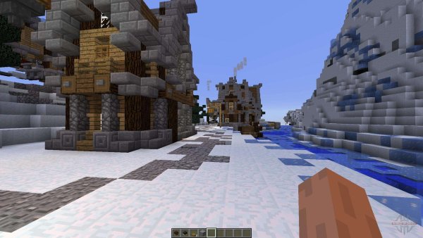 Зимняя деревня майнкрафт