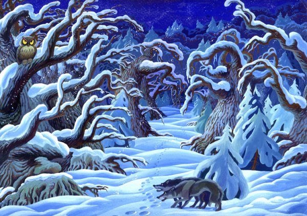 Зимний лес из мультика