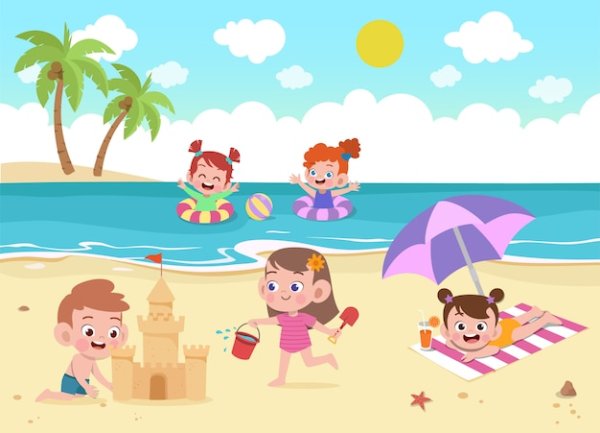 Лето море дети вектор
