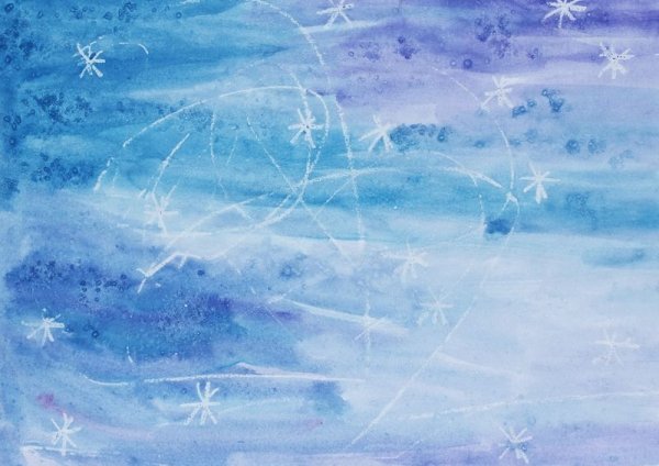 Акварельный фон со снежинками