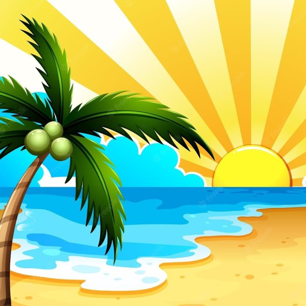 Пальма солнце рисунок