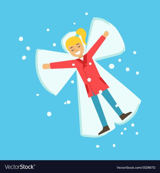 Девочка делает снежного ангела вектор