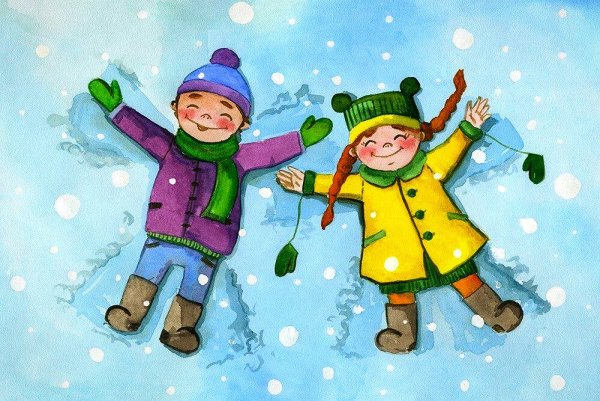 Зимние забавы снежный ангел картинки для детей