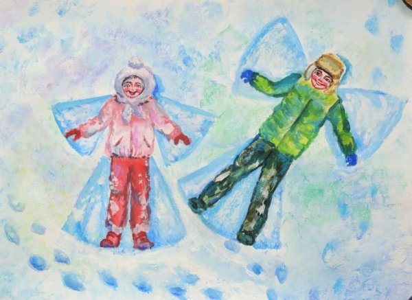 Рисуем снежного ангела