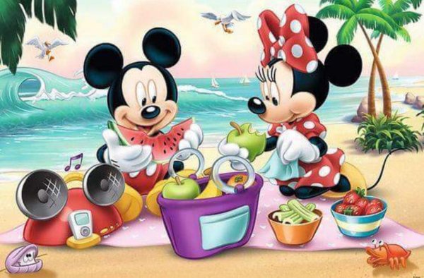 Пазл пикник на пляже Микки Маус
