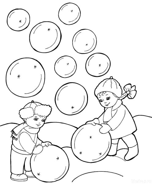 Снежки раскраска для детей