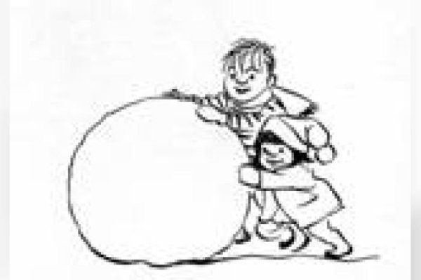 Дети катают снежный ком