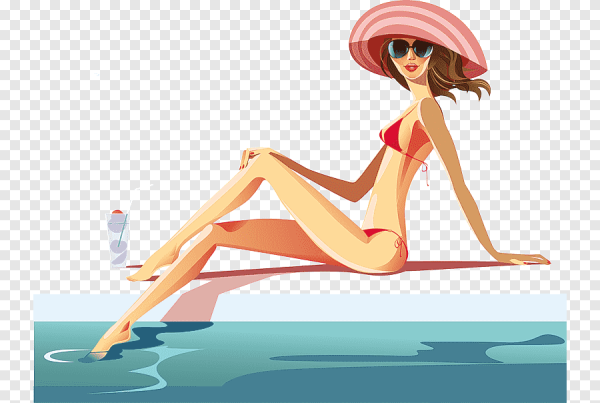 Мультяшная девушка на море