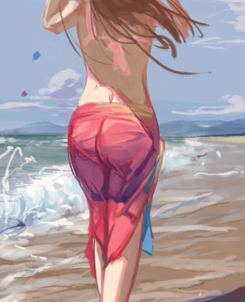 Аниме девушка со спины