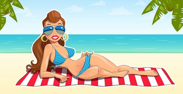 Девушка на пляже вектор