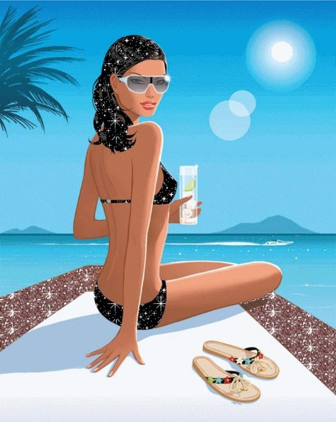 Мультяшные девочки на море