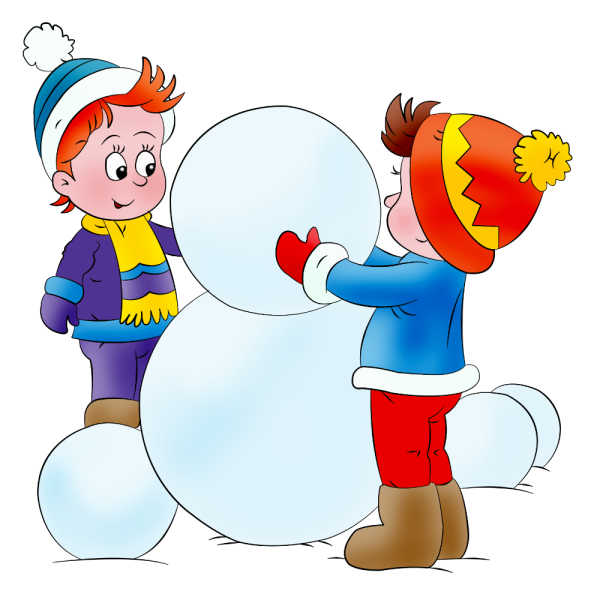 Дети лепят снеговика