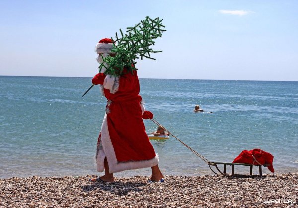 Дед Мороз на пляже