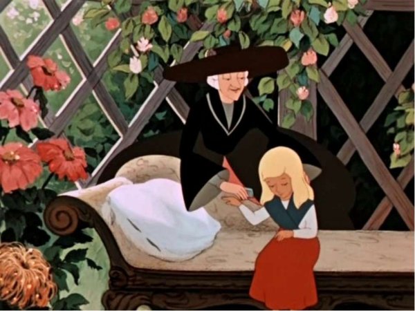 Снежная Королева иллюстрации Герда в саду