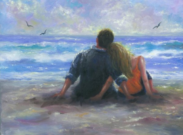 Двое у моря живопись