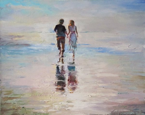 Влюбленные на море живопись
