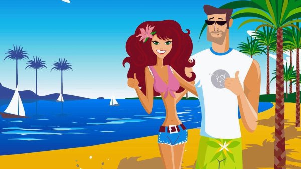 Отдыхающие на пляже рисунок