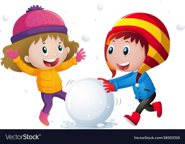 Дети катают снежный ком