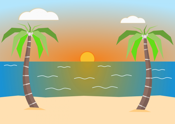Рисунок пляжа и моря
