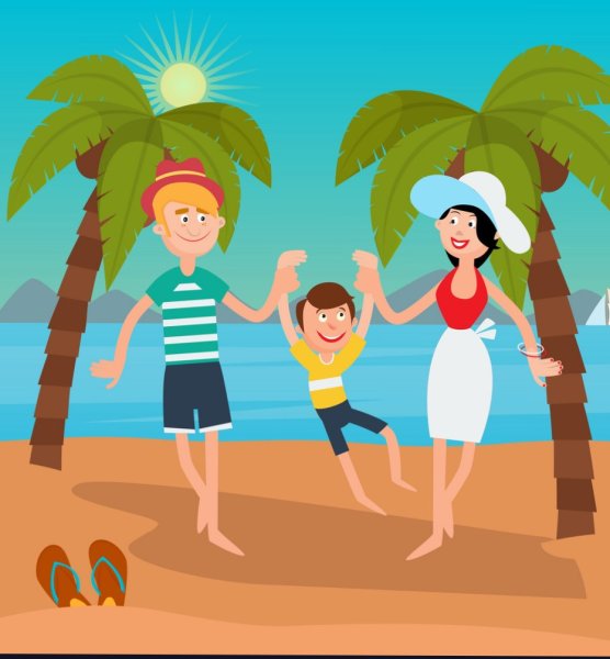 Рисунок семья на отдыхе