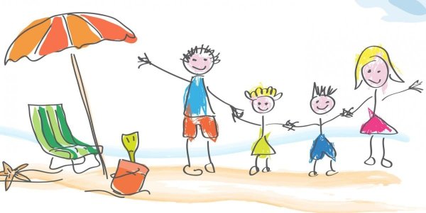 Семья в отпуске рисунок