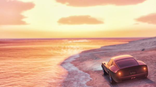 Машина на пляже закат