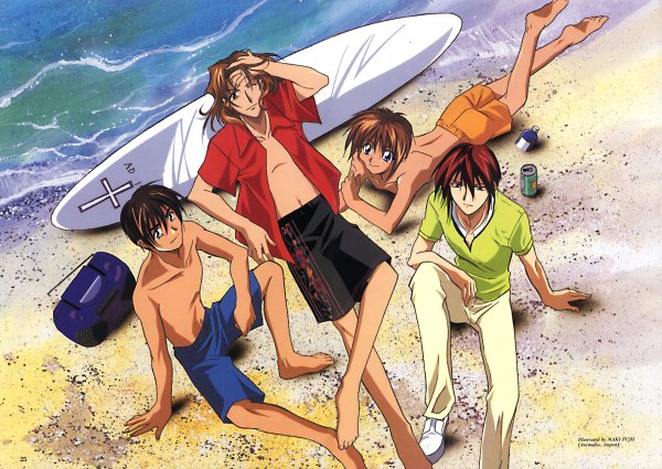 Аниме мальчики на пляже
