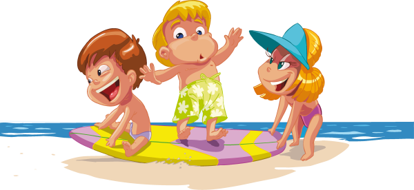 Дети на пляже мультяшные