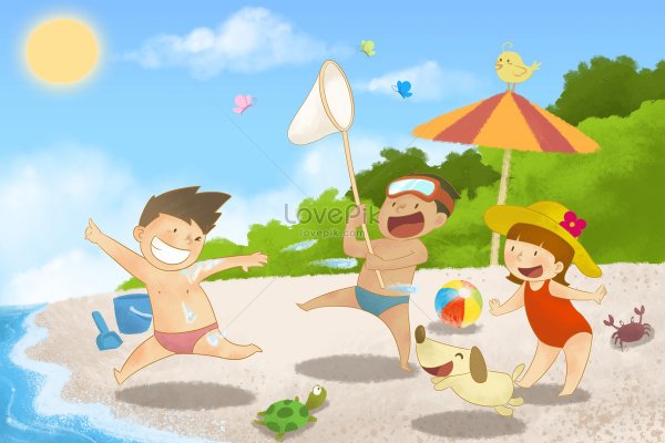 Иллюстрация игра на пляже