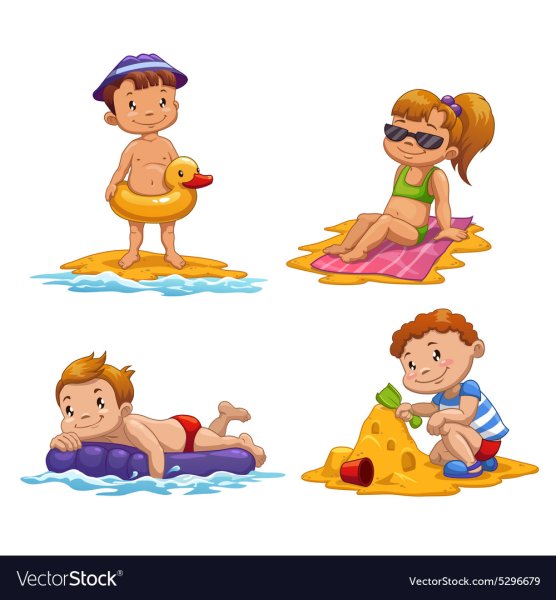 Пляж дети векторное изображение
