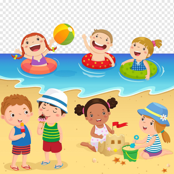 Дети на пляже мультяшные